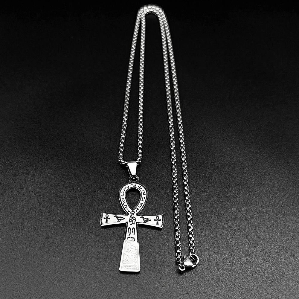 Egyptisch Ankh Kruis Sleutel tot Leven Hanger Kettingen voor Vrouwen Mannen Roestvrij Staal Goudkleurig Egypte Hiëroglief Ketting Sieraden Cadeau