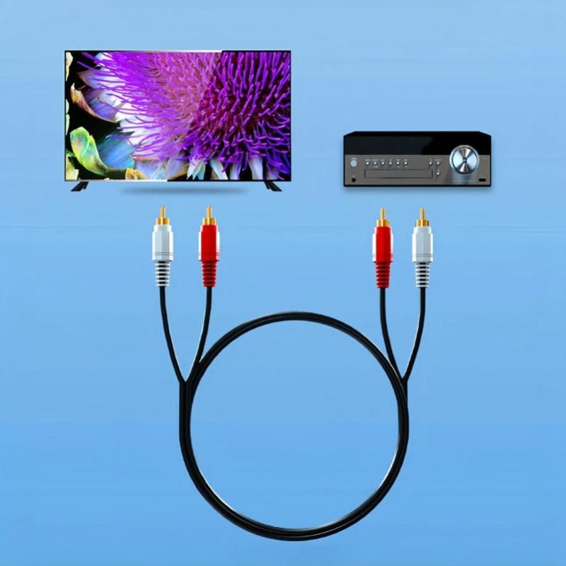 1Pcs Rca Audio Splitter Cable 2Rca Male To 2 Rca Male Audio Video Cable For Dvd Sound Tv Box Louder 1.5 Meters