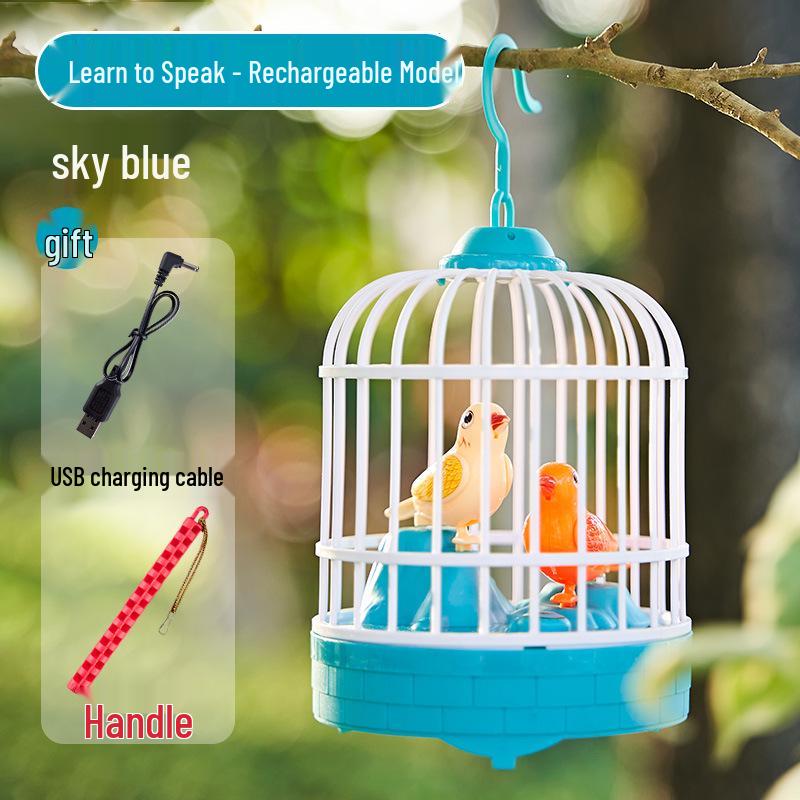 Voice-Controlled Talking Bird Toy with Simulated Birdcage, Repeats & Aids Speech for Kids Aged 1-3