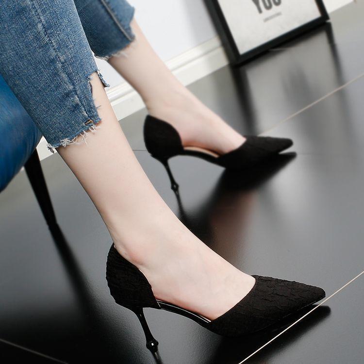 Spring Summer Women High Heels Pu Elegant Pointed Toe Slipon For Daily Wear