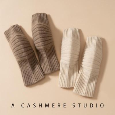 Unisex One-Piece Cashmere Knee Pads: Thick, Solid Color, Extended Length, Warm Leg Warmers