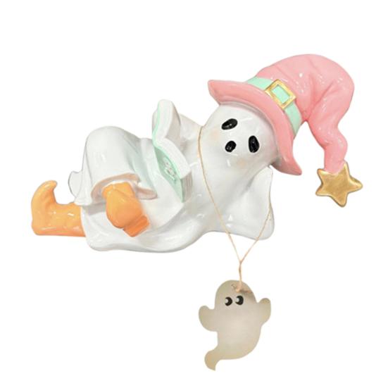 Halloween Ghost Statue Resin Sculpture Waterproof UV Resistant Holding Book Tabletop Decoration Party Ornament