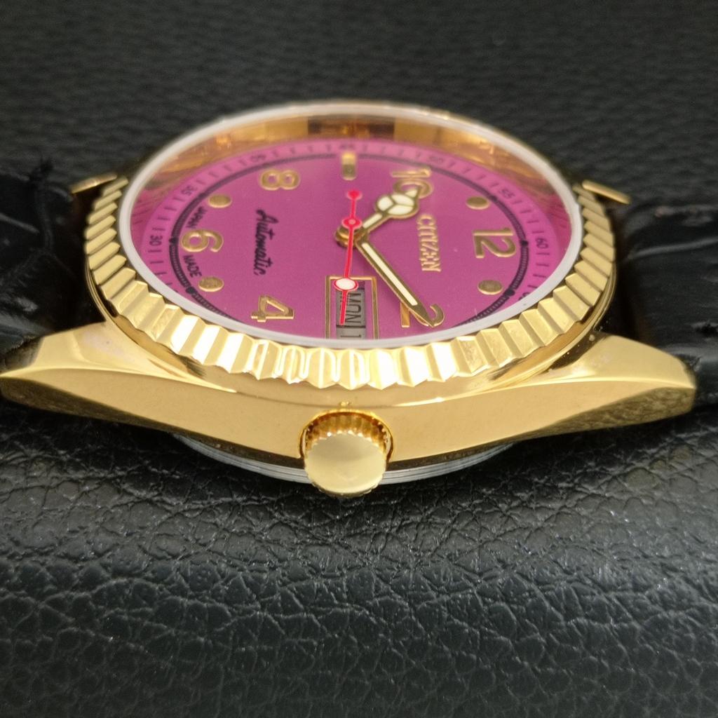 VINTAGE CITIZEN AUTOMATIC REFURBISHED JAPAN MENS PURPLE DIAL WATCH a445317-1