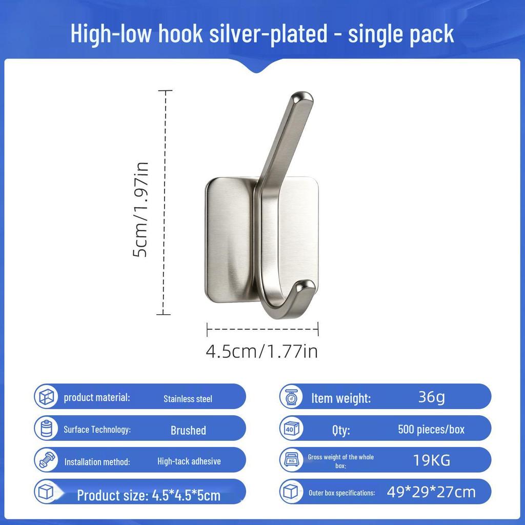 Punch-Free Strong Adhesive 304 Stainless Steel Wall Hook