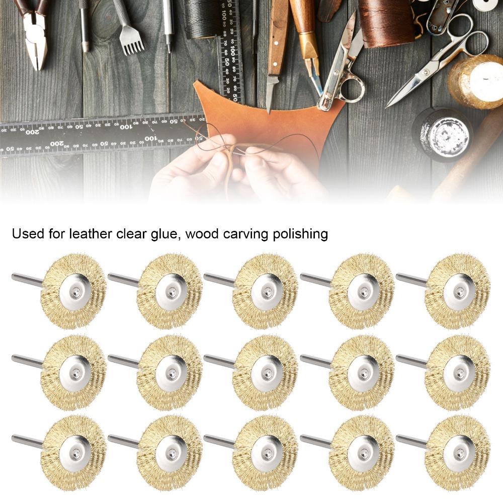 30pcs Brass Wire Rotary Tool Brushes T-Shape Structure Brass Wire Brush Set Wood Carving