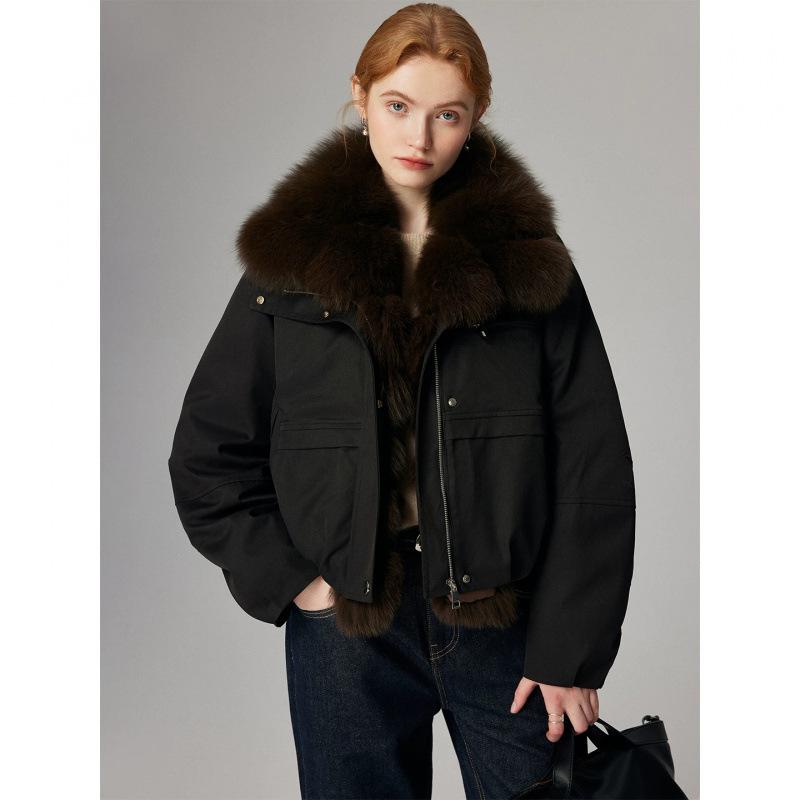 New cotton-padded clothes imitation fox fur collar down cotton clothes women's short fashion loose pie to overcome the thickness of the coat