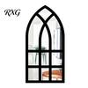 Boho Style Wall Mirror Stickers Arched Window Decor, Wooden Frame Acrylic Fake Mirror, Modern Art Self-Adhesive Windowpane Sticker for Living