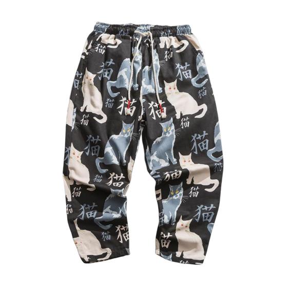 

Мужские спортивные штаны, повседневные спортивные штаны, дышащие мужские летние спортивные штаны в японском стиле, мужская одежда L чёрный