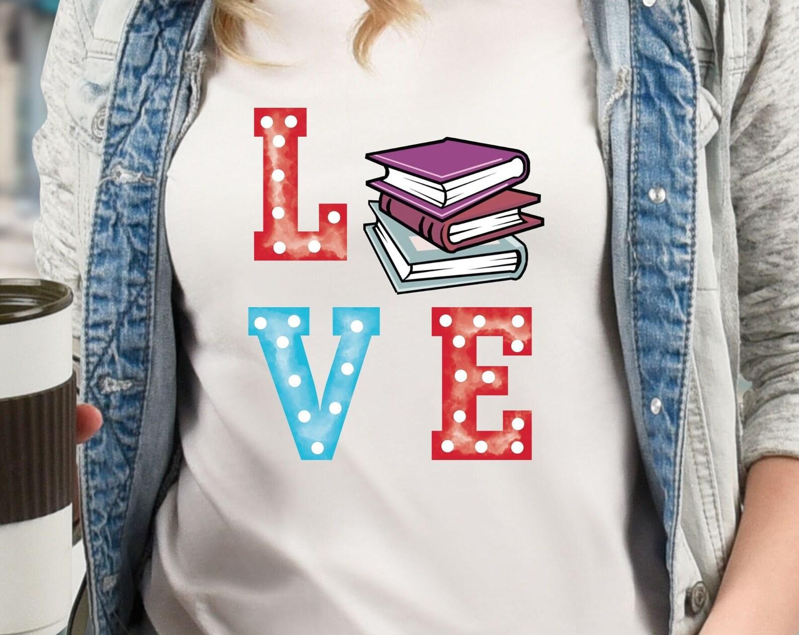 Love Books, book lovers tshirt, teachers gift, looks good in black, tshirt for book readers, readers shirt XL