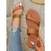 Hausschuhe in Übergröße Damen Sommer Einfarbig Runde Zehenpartie Zehensteg Alltagstaugliche flache Sandale Mop