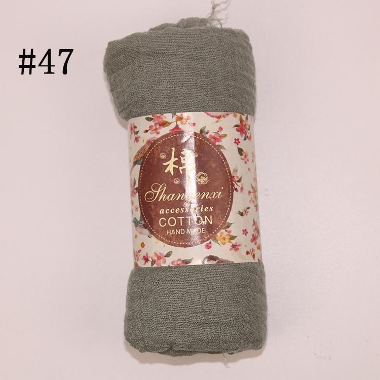 Muslim Women Solid Color Scarf Shawl Cotton Crinkle Hijab