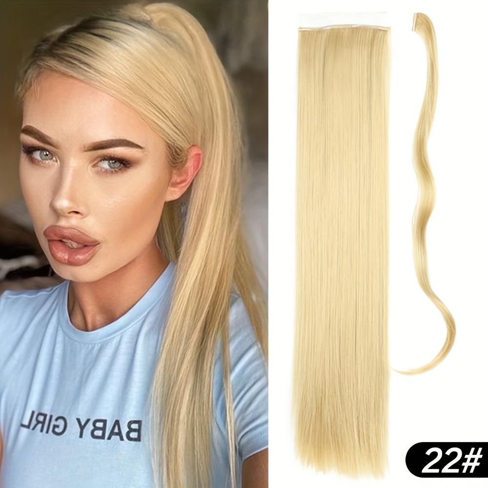 22 Inch Long Straight Ponytail Extensions Synthetic Fiber Hair Extensions Wrap Around Straight Ponytail Extensions For Women Hair Accessories