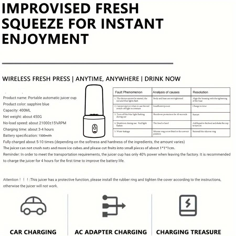 Multifunkční mixéry na ovoce Odšťavňovače Přenosný elektrický odšťavňovač mixér Hrnek na ovocný odšťavňovač Jídlo Výrobník na mléčné koktejly Výrobník džusů pro domácnost Kuchyňské potřeby