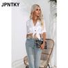 JPNTKY Moda Donna Casual Stampa Colore Unico Manica Corta Collo Polo Camicette & Camicie