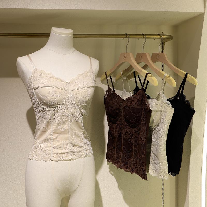 Sexy Slimming Lace Camisole with Built-in Bra Pads for Women