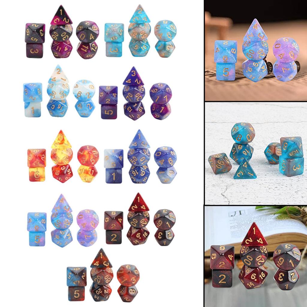 7 stycken polyedriska tärningar Lekunderhållning Leksaker Tärningsspel för Bar Fest