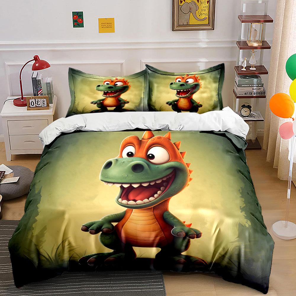 Cheerful dino jungle delight! Bedding sets Duvet covers Pillowcases(1* Duvet Cover 2* Pillowcases without duvet insert)