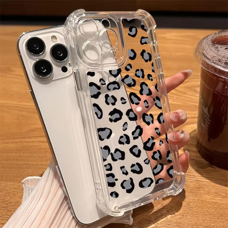 Leopard Print Transparent Phone Case For iPhone 17 Pro Max 11 12 13 14 Plus 15 16 Pro 17 Air X XR XS Soft Bumper Cover