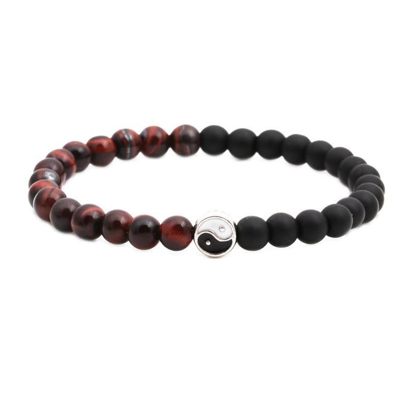 Distance beaded Bracelet Fashion Natural Stone two colors Yin Yang Charm Bracelets for Men Women Friendship couple