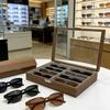 Elegant Wood Sunglasses Organizers With 8 Compartments Clear Cover And Soft Felt Interior For Protective
