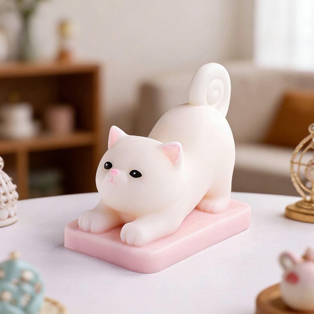 Silicone Material Cat Candle Mold 3D Design Stretching Cat Silicone Candle Mold Handmade Craft Cute Animal Shape DIY Candle Mold