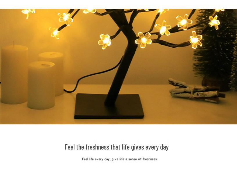 Cherry Blossom & Maple Leaf LED Tree Night Light - Creative Desktop Decoration Atmosphere Lamp