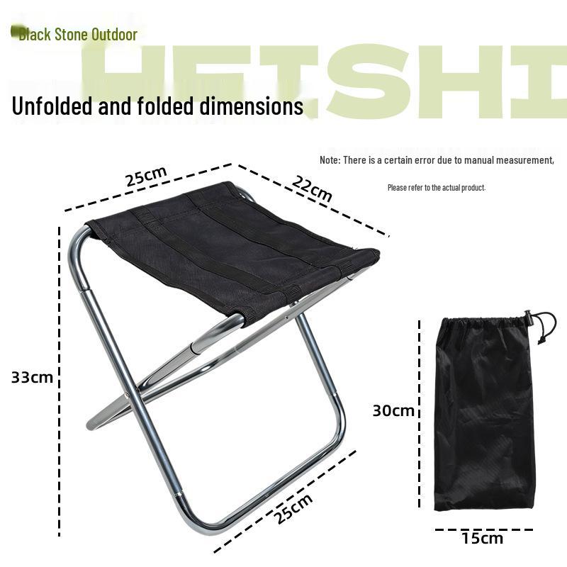 Portable Black Stone Folding Outdoor Stool - Ideal for Camping, Beach, Fishing, and Picnics