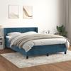 Maison Exclusive - Dark Blue Bed Slat Base and Mattress 140x190cm Velvet