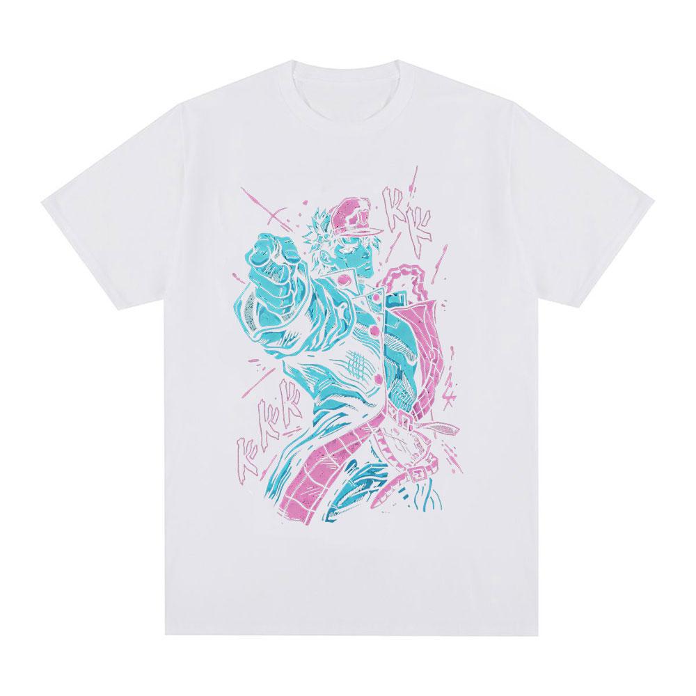 Anime JoJo Bizarre Adventure Jotaro Kujo Unisexga T Shirts Unisexs Clothing Casual Harajuku Cotton Short Sleeves Tshirts Streetwear