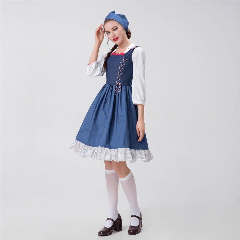 Halloween European medieval pastoral maid costume, farm manor cosplay costume