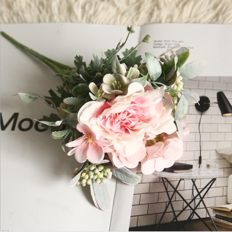 Artificial Flowers Cheap Fake Peony Bridal Holding Plants Vases Table Setting Home Room Decora Accessories Festival Crafts Gifts