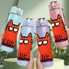 1PC Angry Red Cat Cartoon 750ml Color Plastic Sports Water Bottle Leakproof Flip Straw Lid Suitable for Sports Office Home Use