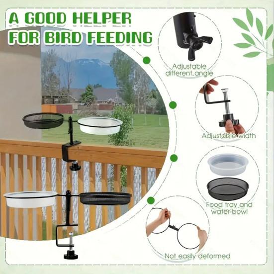 Deck Bird Feeder Tray Detachable Mesh Feeder Tray with Water Bowl Deck