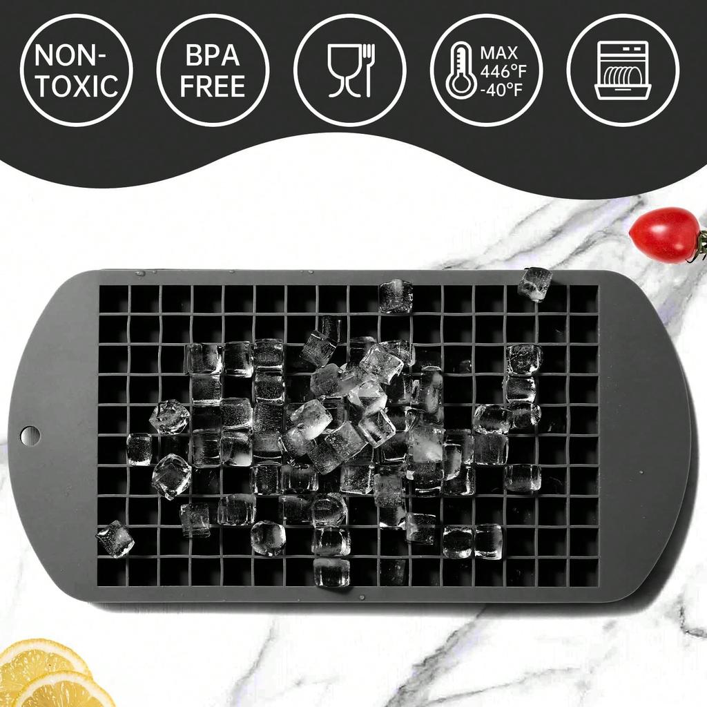 1Pc Black Silicone Ice Tray-160 Mini Cubes,Easy Release Mould for Crushed Ice&Ice Sand,Quick-Freezing&Reusable silicone mold