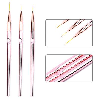 YIKOOLIN 3pcs Nail Art Brush Set French Stripe 3D Tips Liner Manicure Painting Pen Drawing Tools for Nails Accessories