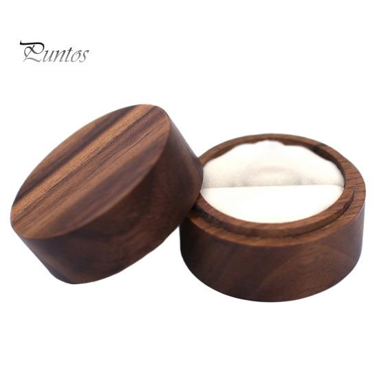 Ring Box Vintage Wooden Ring Storage Box Double Ring Display Case for Proposal Engagement Valentine Day