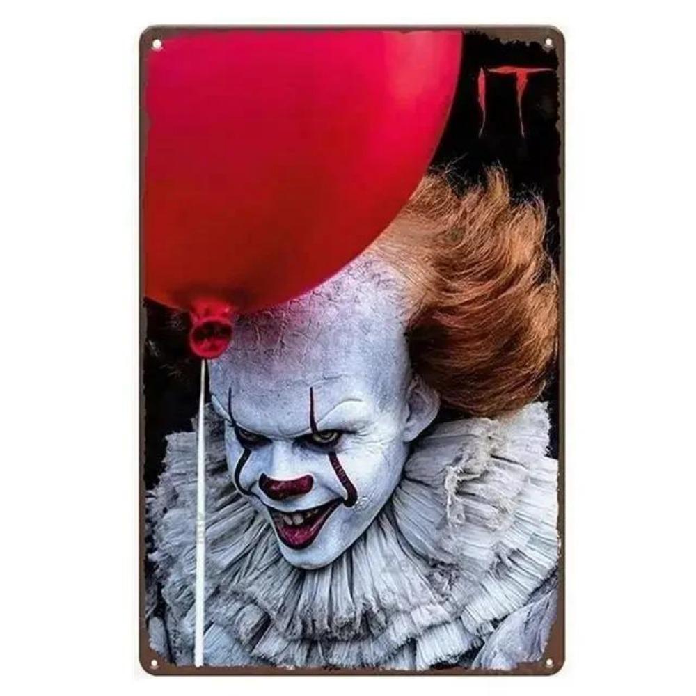 Kovové nástěnné umění Halloweenská hororová dekorace 20x30cm Domácí Jeskynní Muž Filmová cedule