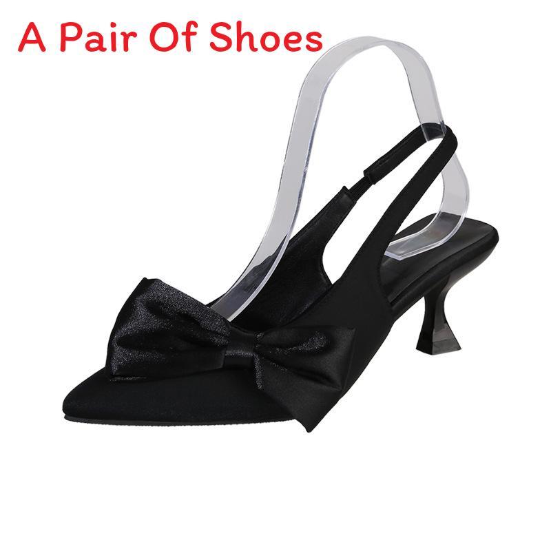 Summer Womens Butterfly Bow Backless Slip On Shoes With Rubber Sole For Casual Wear