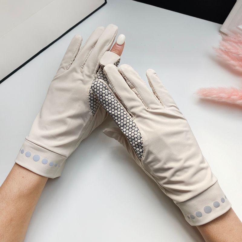 

Солнцезащитные перчатки для мужчин и женщин Летние тонкие с защитой от УФ-лучей Нескользящие Эластичные Ледяной шелк Дышащие Для активного отдыха Велоспорт и Вождение Сенсорные Women s Ice Silk Beige All yards