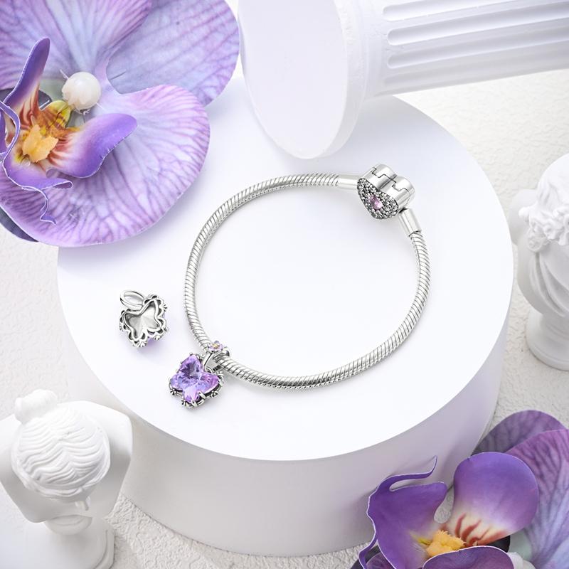 Purple Series Copper Designer Charms Pendants Fit Original Bracelet DIY Craft Beads For Women Making Gift Item