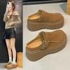 Pancake-style High-heeled Women's Shoes - New Style Thick-soled Front-covered Half-toe Slippers