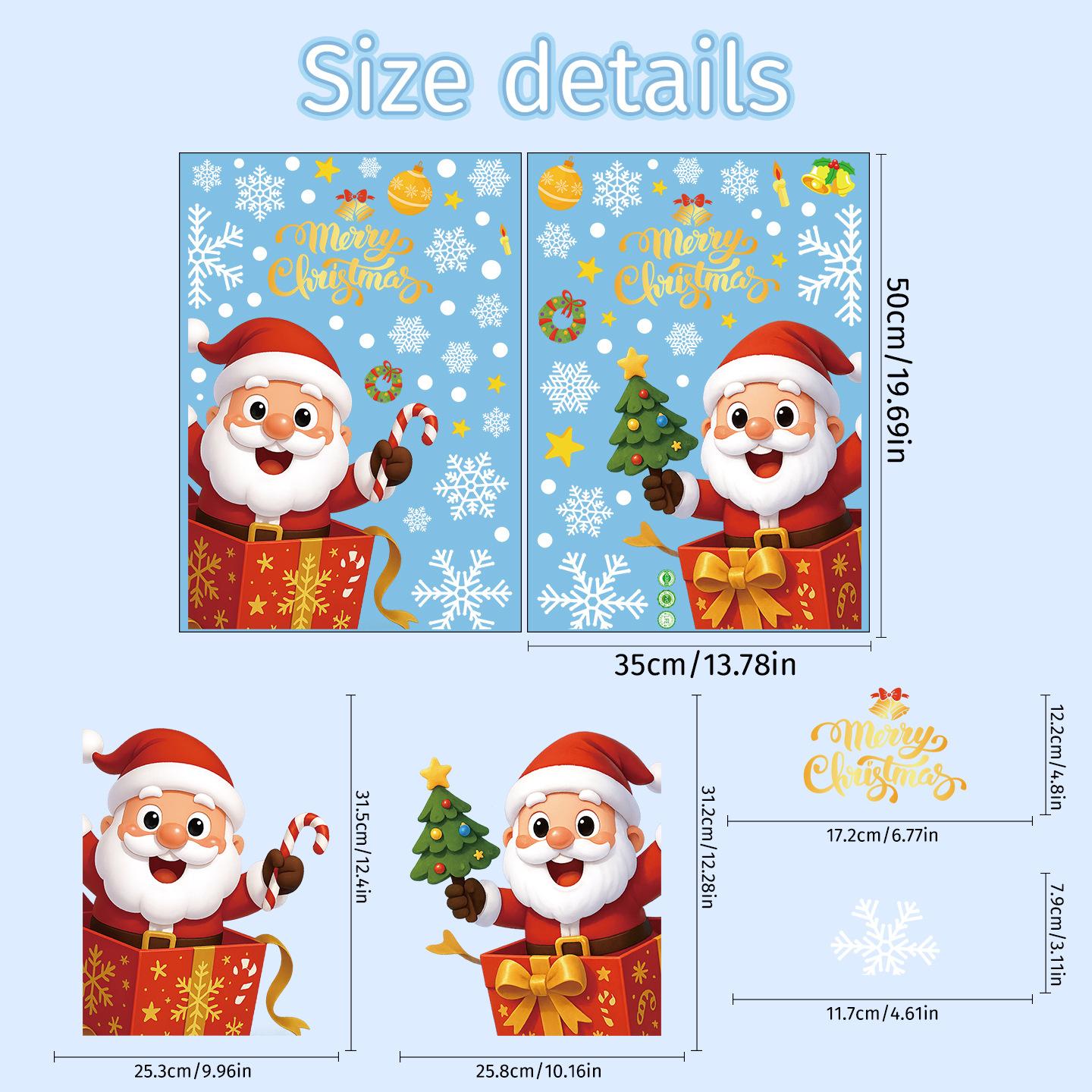 Рождественские наклейки, Дед Мороз, Снеговик, Статически прилипающие наклейки, Оформление витрин, Снежинки, Индивидуальные наклейки на окна