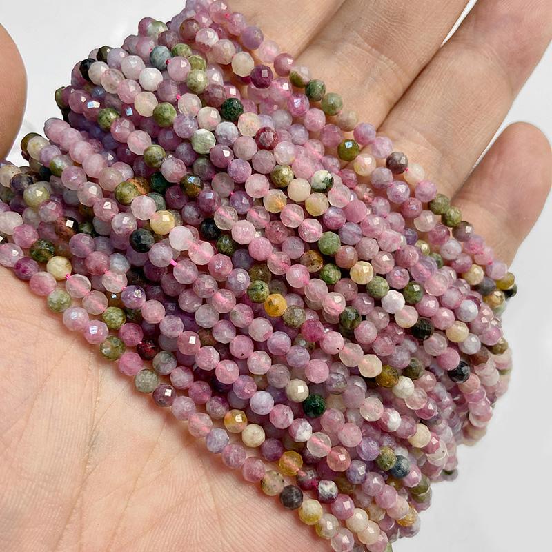 4MM Natural Faceted Quality Agates Crystal Jades Stone Beads Tiny Loose Green Yellow Pink Red Gem Bead For Jewelry Making DIY