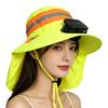 Breathable Solar Fan Hat Elastic UV Protection Wide Brim Fan Hat with Shawl Adjustable Cooling Sunshade Hat Construction Workers
