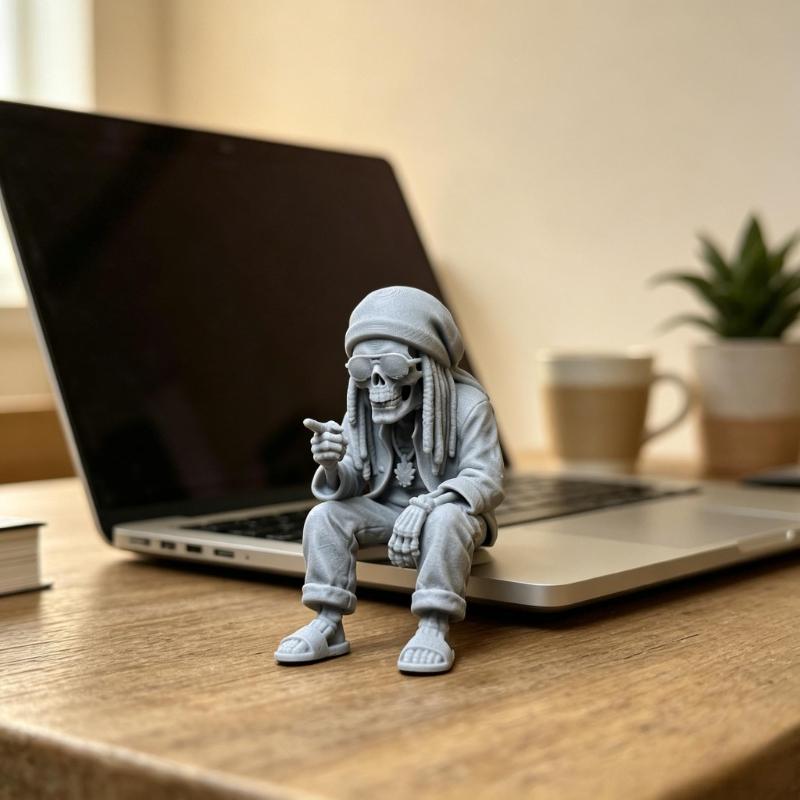 Reggae Dreadlocks Skeleton Figurine 3D Printed Skull Statue Cool Desk Ornament Decor for Reggae Hip-Hop Culture Enthusiasts Gift