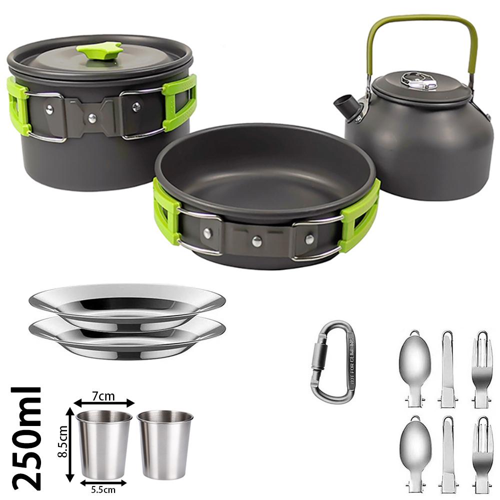 Outdoor camping cooking set aluminum alloy material pot set portable camping equipment for hiking and outdoor travel