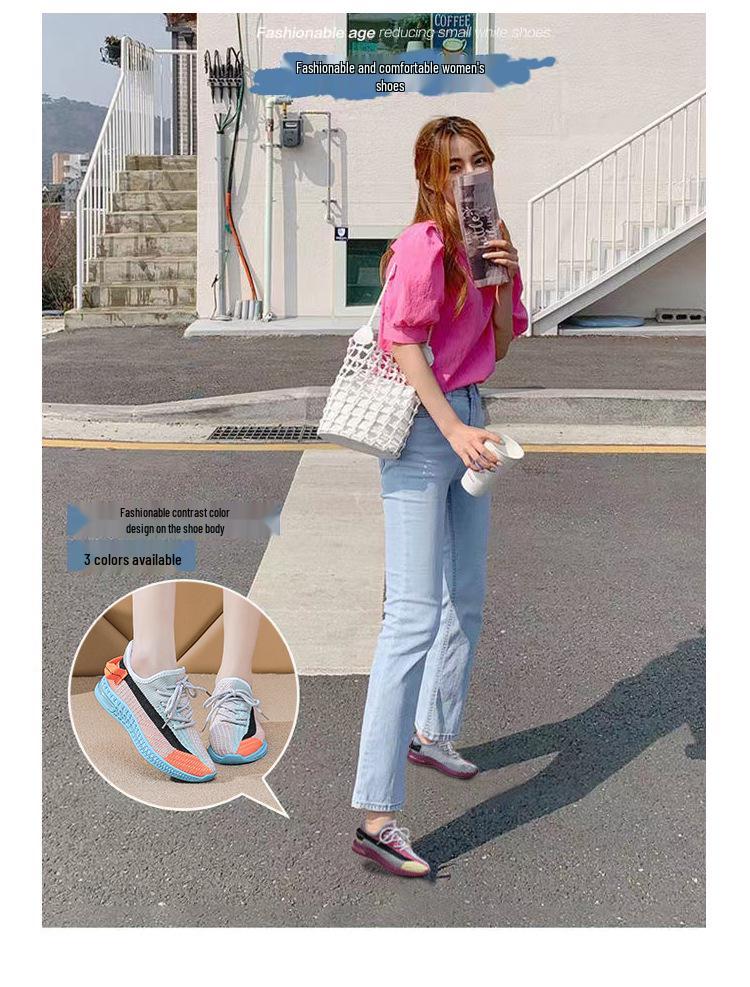 2025 Spring/Summer Women's Breathable Flyknit Mesh Running Shoes with Soft Sole