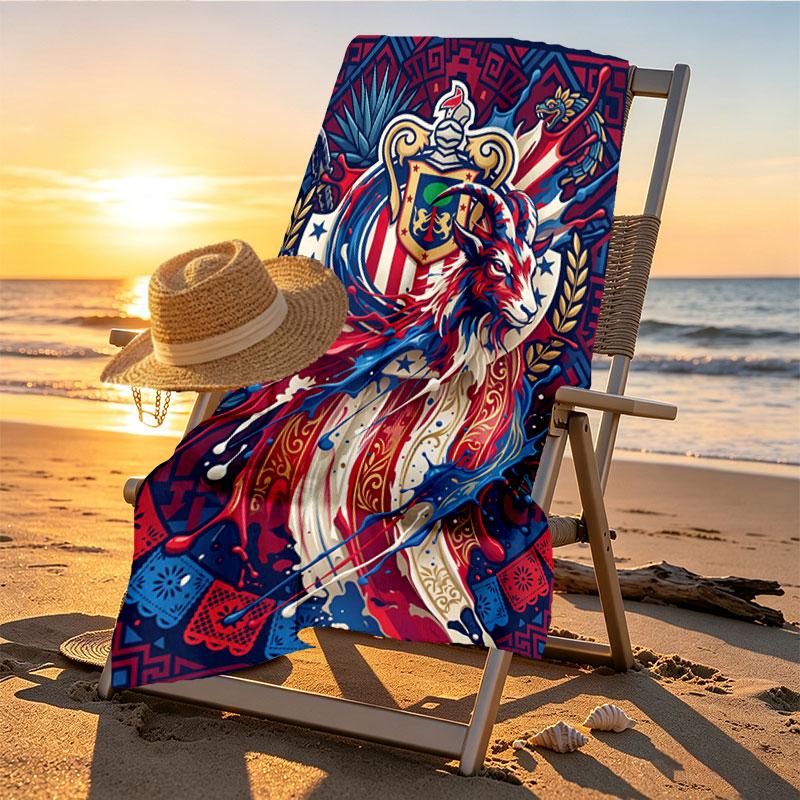 Club Deportivo Guadalajara Print Beach Towel Design, Soft, Lightweight. for Home Bathroom, Spa, Pool, Yoga, Surfing, Camping, Gift for Family, Friend