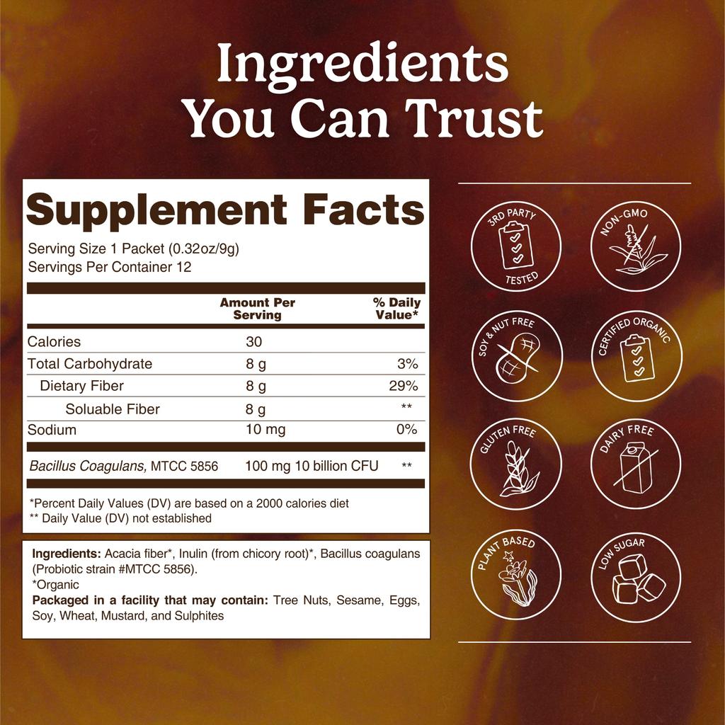 Organic Traditions, Fiber Flow™, Unflavored, 12 Sticks, 9g (0.32oz) each