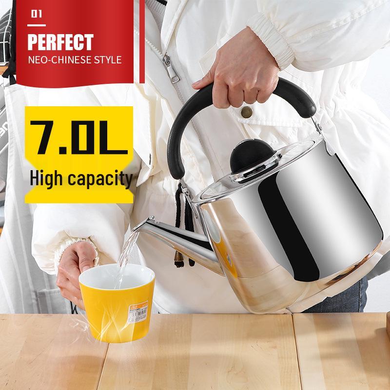 European Style Whistling Kettle - Thickened Stainless Steel for Induction and Gas Stoves, Angled Spout, Universal Design